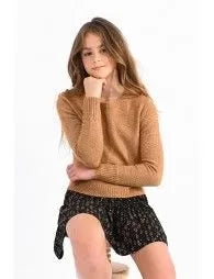 Girls Knitted Sweater with Iridescent Mesh