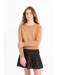 Girls Knitted Sweater with Iridescent Mesh