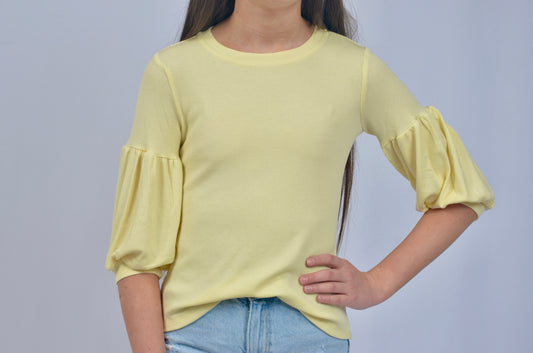 Girls Balloon sleeve knit top