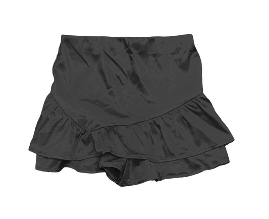 Girls Satin Ruffle Skort Black