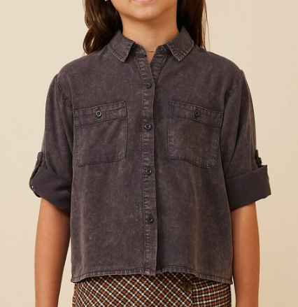 Girls Dyed Tencel Button Up Shirt