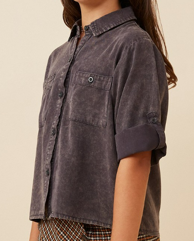 Girls Dyed Tencel Button Up Shirt