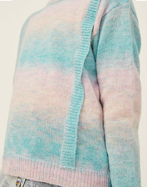 Girls Ribbed Ruffle Pullover Ombre Sweater