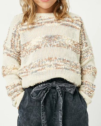 Girls Popcorn Knit Sweater