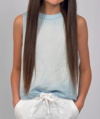 Girls Fray Hem Sleeveless Top