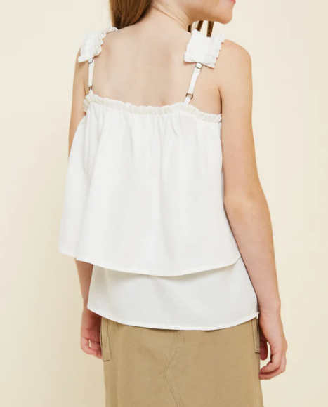 Girls Tiered Pleated Strap Tank Top