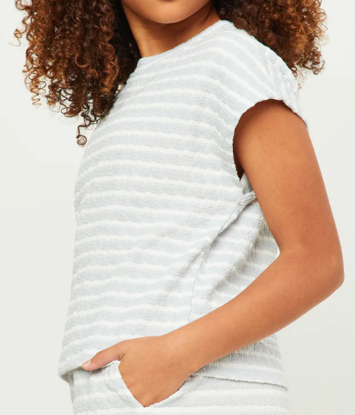 Girls Textured Stripe Sleeveless Top