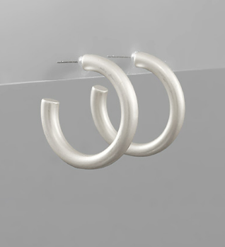 Brushed Gold or Silver Hoop Earrings