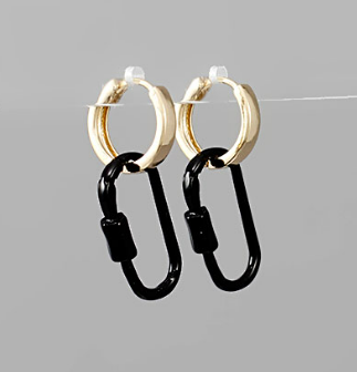 Lock and Hoop Earrings in Multiple Colors