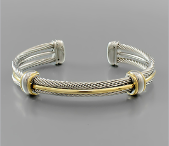 DY Inspired Two Bar Cable Cuff