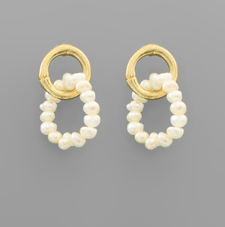Pearl and Gold Loop Earrings