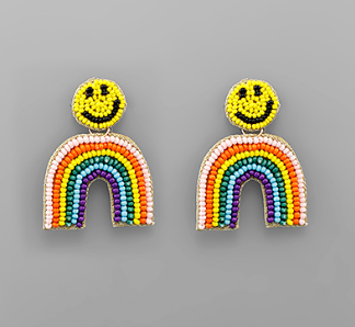 Smiley Face -  Rainbow Earrings