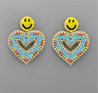 Smiley Heart Earrings in Multiple colors