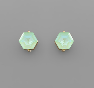 Hexagon Stud Earrings in Multiple Colors