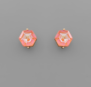 Hexagon Stud Earrings in Multiple Colors