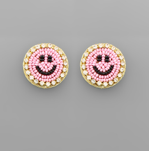 Beaded Smiley Face Earrings