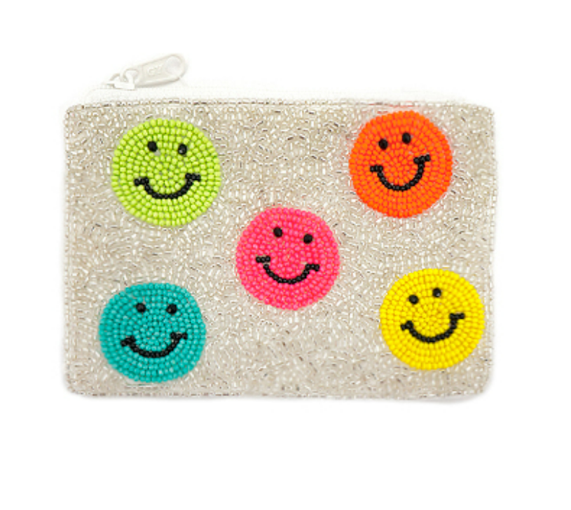 Smiley Face Beaded  Pouch