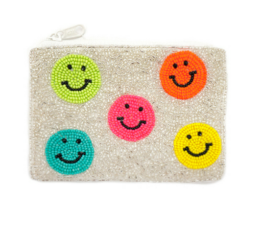 Smiley Face Beaded  Pouch