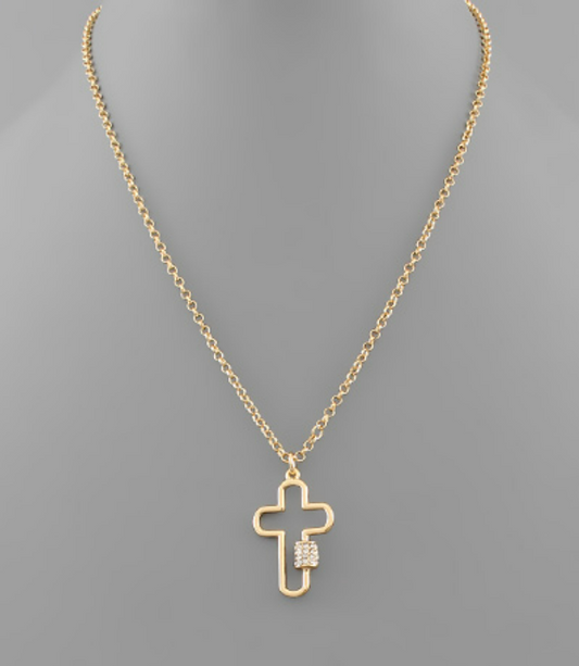 Crystal Cross Carabiner Necklace