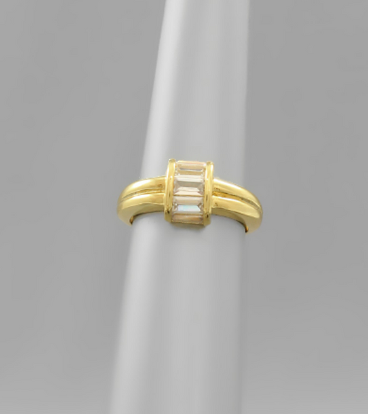 CZ Baguette Charm Ring