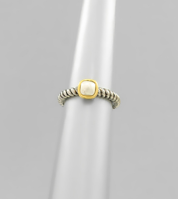 DY Inspired Pearl Charm Cable Ring