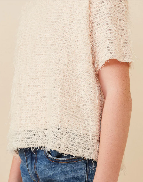 Girls Textured Stringy Short Sleeve Top - Multiple Colors