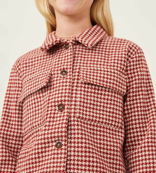 Girls Cargo Pocket Houndstooth Jacket