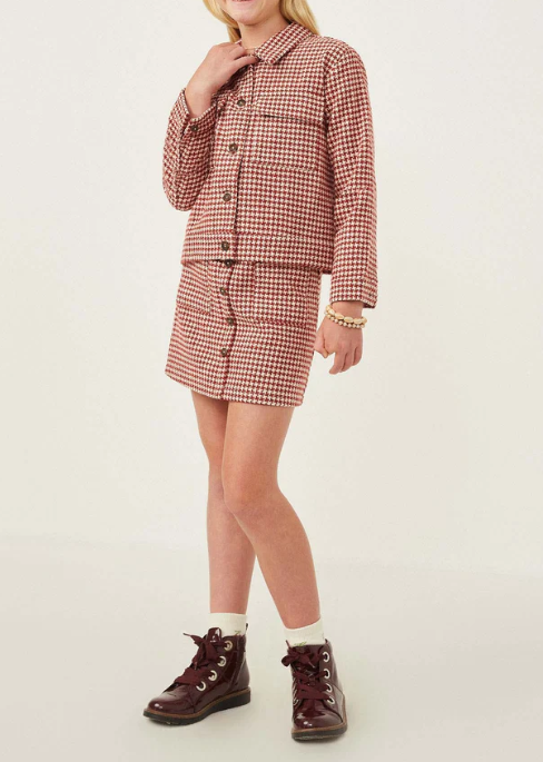 Girls Cargo Pocket Houndstooth Jacket