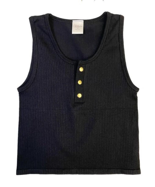 Girls Waffle Snap Henley Tank