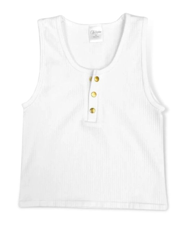 Girls Waffle Snap Henley Tank