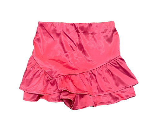 Girls Satin Ruffle Skort Pink