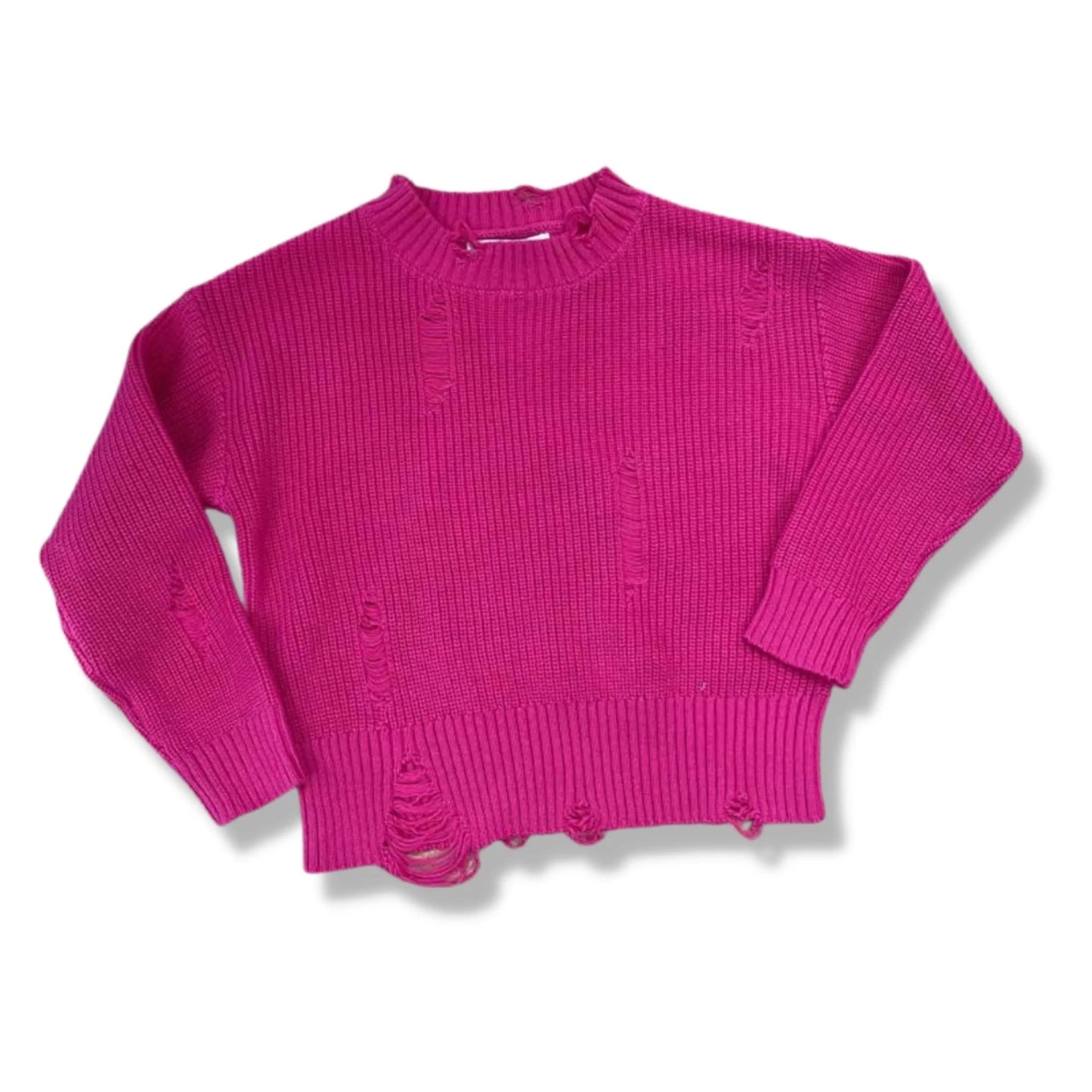 Girls Pink Stevie Distressed Crewneck