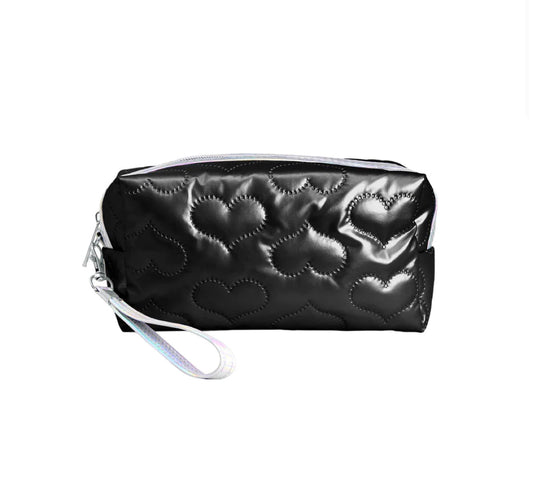 Heart Puffer Pouch Black