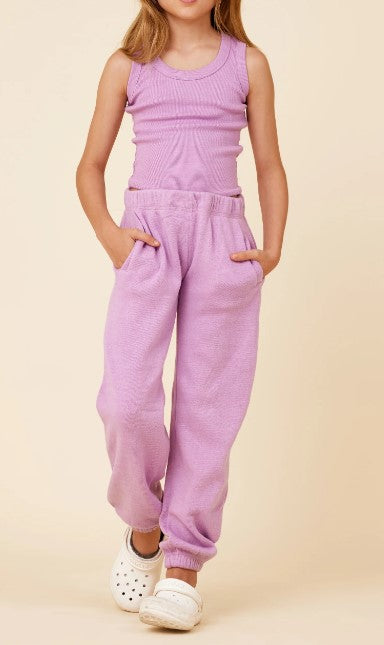 Girls Violet Slit Pocket Jogger